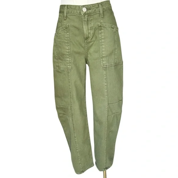 L’Agence Cody High Rise Rodeo Jeans Green High Waist Utility Barrel Leg Jeans 24 - Picture 5 of 13
